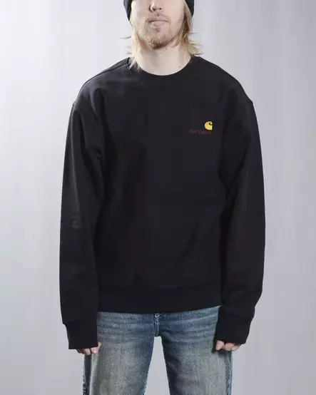 Carhartt American script Collegepaita Musta - Miesten Collegepaidat - I025475.89.XX - 1